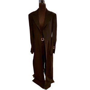 Manigance Paris Vintage Long Opera Coat - Black w/ Silver Details - Size 44 (Fr)
